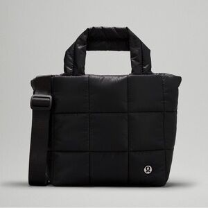 New LULULEMON Quilted Grid Tote Mini Handbag Bag Black 5L